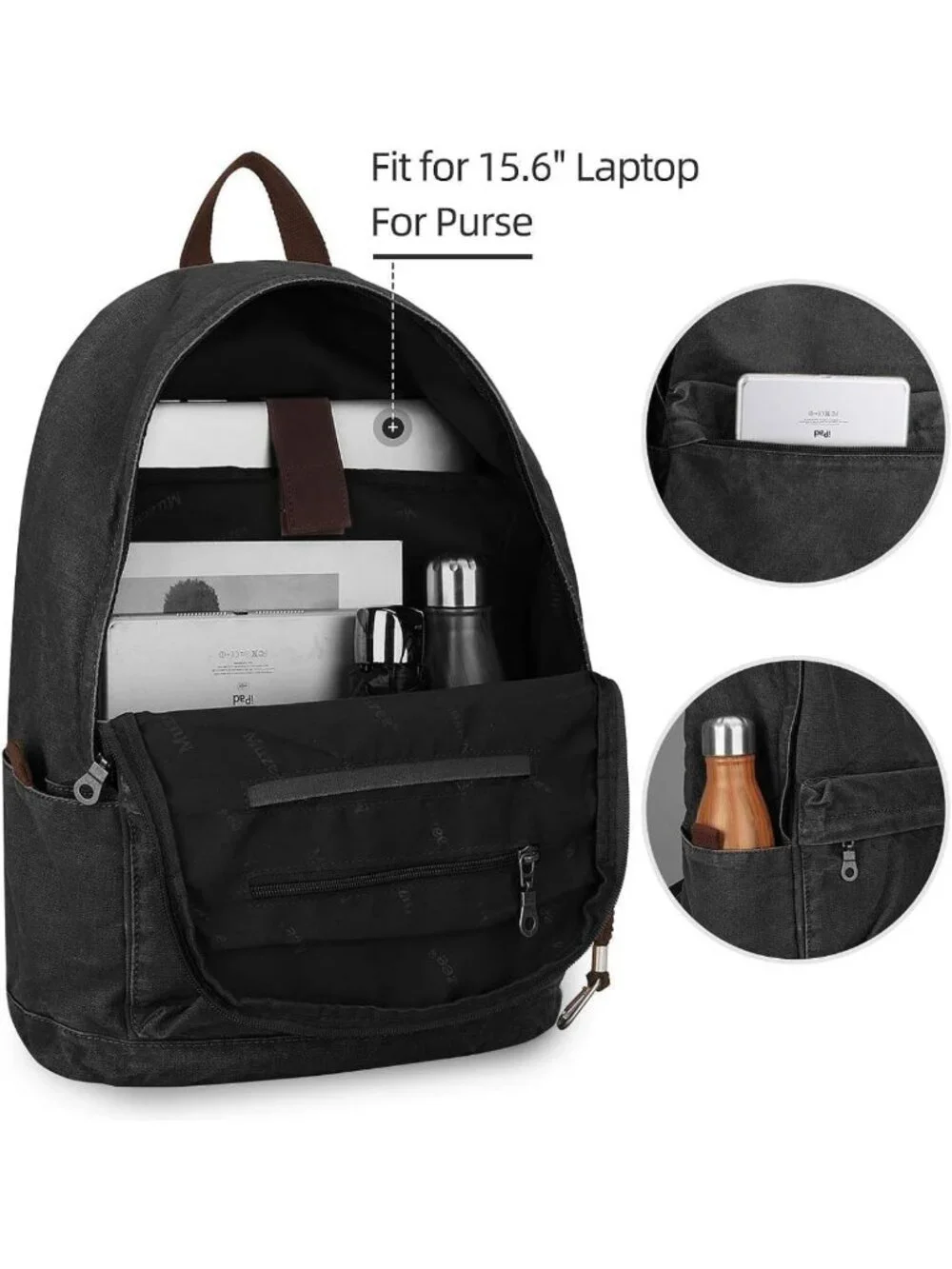 Stylish Canvas Backpack for Men & Women - Fits 15.6